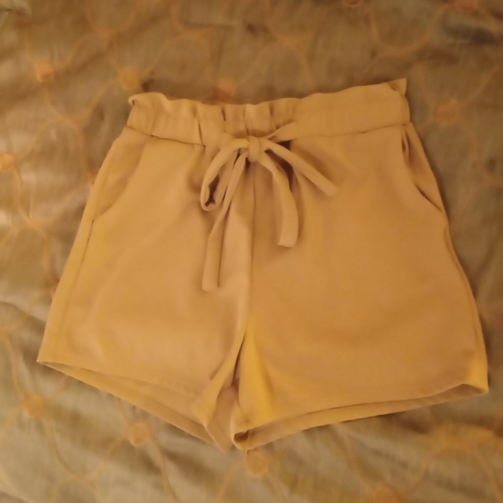 Women's Tan Tie-Waist Shorts